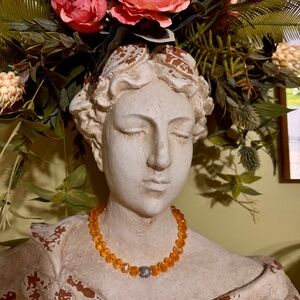 Rockstar in Rome orange chandelier crystal necklace with pave ball